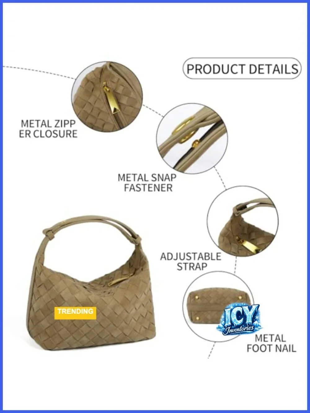 Faux Suede Woven Hobo Handbag Mini Shoulder Bag Adjustable Strap